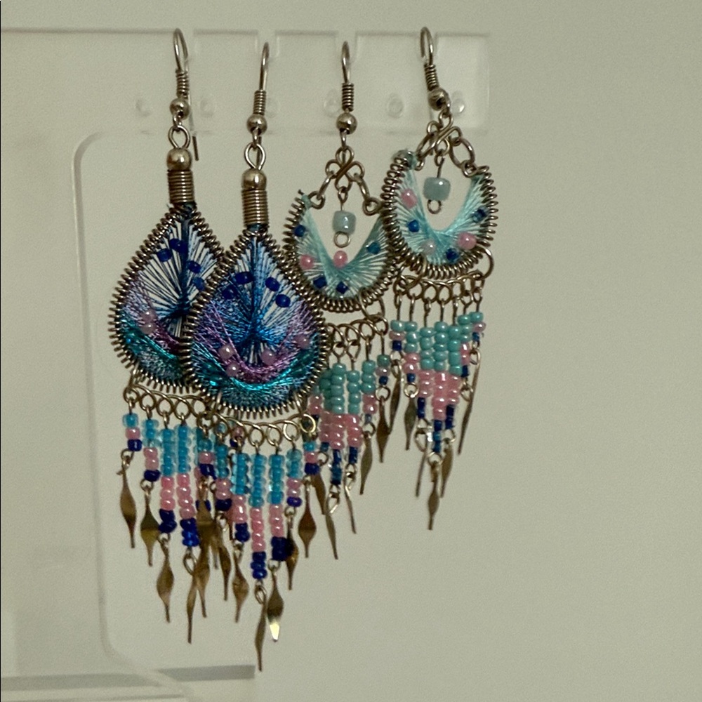 Boho Multicolor Beaded Earrings